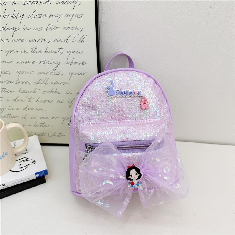 

School BagsCute Flower Fairy Children s School Bag Soft Cute Girl Backpack Princess PU Toddler with N Backpack Outdoor Travel Tide фіолетовий