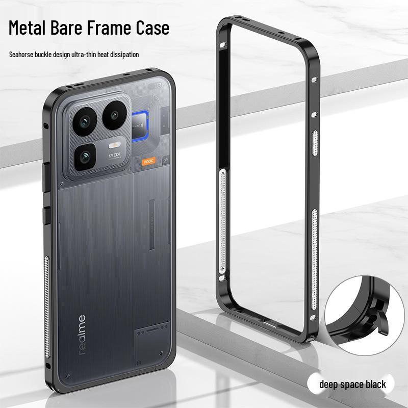 Crossing Exclusive: Metal Frame Phone Case with Seahorse Buckle for Realme Neo8, Features Heat-Dissipating Super Running Design