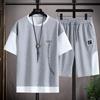 Summer Waffle Sports Suit Men's Summer Thin Loose T-shirt Casual Short-sleeved Shorts Men's Suit Handsome