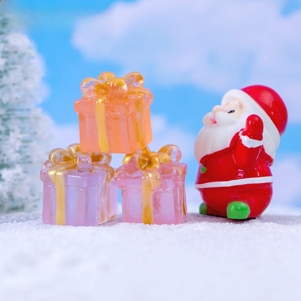 Charming Resin Craft Luminous Gift Box Diy Miniature Night Light Car Ornament Six Colors