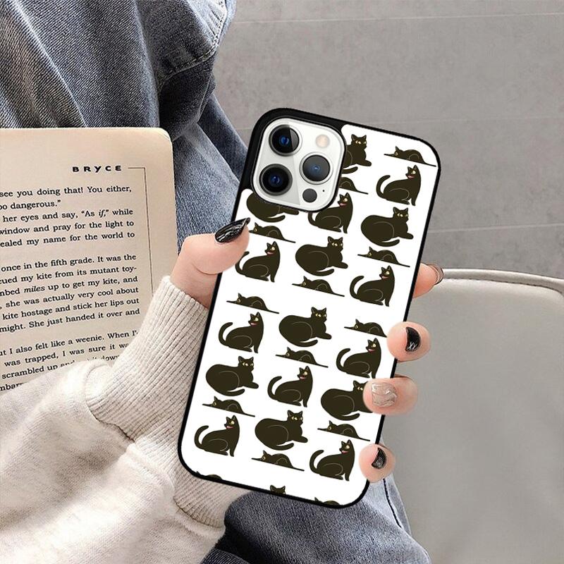 Schwarze Katze Cartoon Niedliche Handyhülle Für iPhone 17 Air 16 15 14 plus 11 12 13 Pro Max Hülle Abdeckung Schale