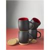 Glass "Hearth" 400 ml ceramic mug with wooden base Solid black
