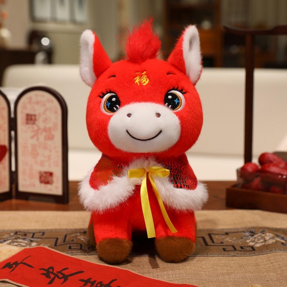 

PP Cotton Horse Mascot Stuffed Animal Soft Horse Plush Doll Pentant Chinese New Year Gift 20cm красный