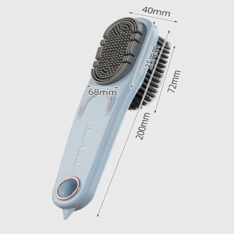Double-Sided Shoe Brush Soft Bristled Cleaning Brush Silicone Brush Head Long Handle Brush Clothes Shoes Household Cleaner Tools