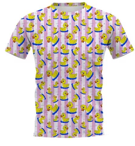 Cartoon yellow duck T-shirt 3D printing T-shirt men's and women's T-shirt short-sleeved street trend crew neck top Asian size