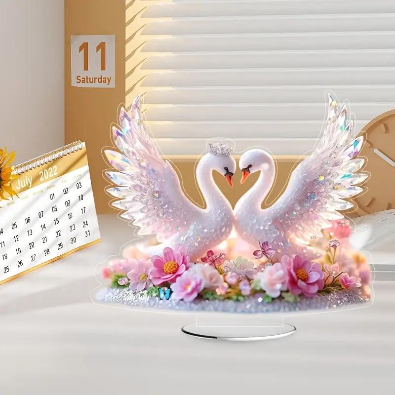 

Pink Flowers Love Heart Swan Acrylic Decoration, display Case, Table Ornament Desktop Decor Sign, Home Tabletop Decorations, Nurseries, Home Desk Liv 20*16cm