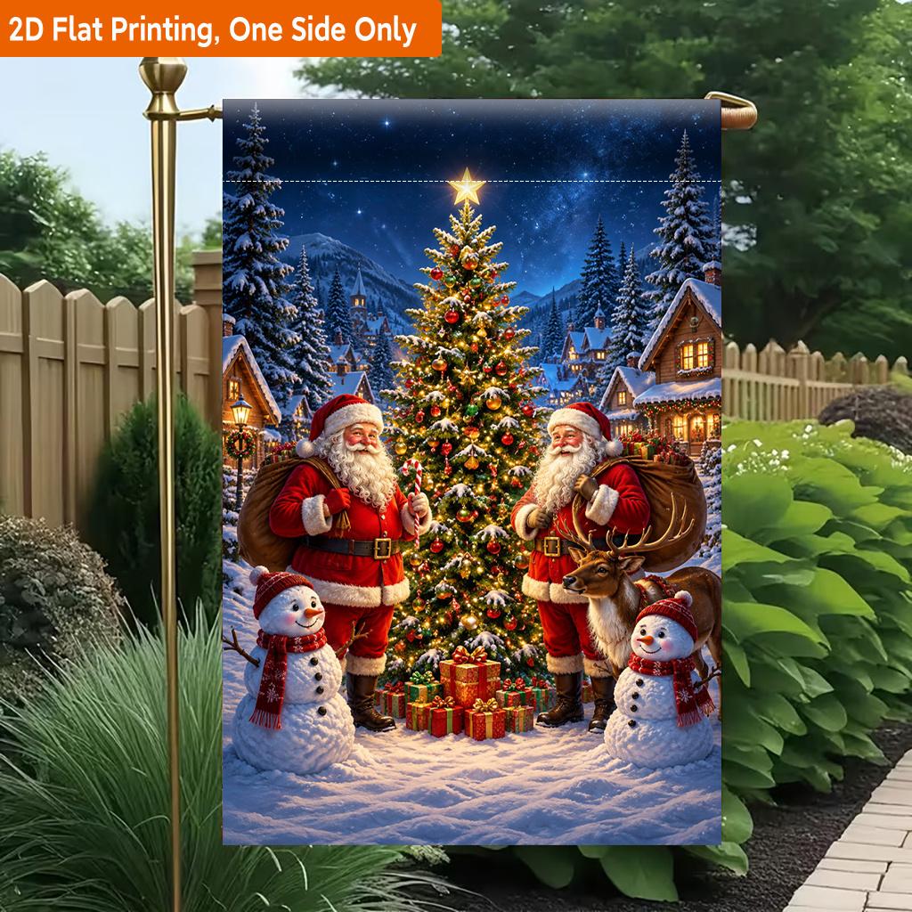 2D Flat - 2D Flat Printing Garden Flag 1pc, Golden Christmas Tree Celebration Durable Single-Sided Print Yard Flag, Garden & Home Holiday Decoration,