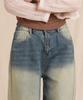Ellamo 51_2 Women'S Vintage Washed Wide Half-Elastic Denim Pants (Short/Standard/Long)_Vintage Yellow