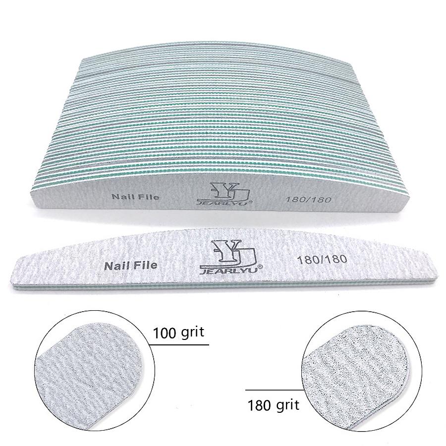 5 Pezzi Lima per Unghie 80/100/150/180/240 Grana Doppia Faccia Mezza Luna Carta Vetrata Lima per Unghie Rimuovi Cuticole Buffer Strumenti per Manicure