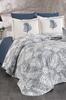 Palm Chenille Bedspread Set 245x255, Bed Sheet 240x260, Cotton, Cream - Gray