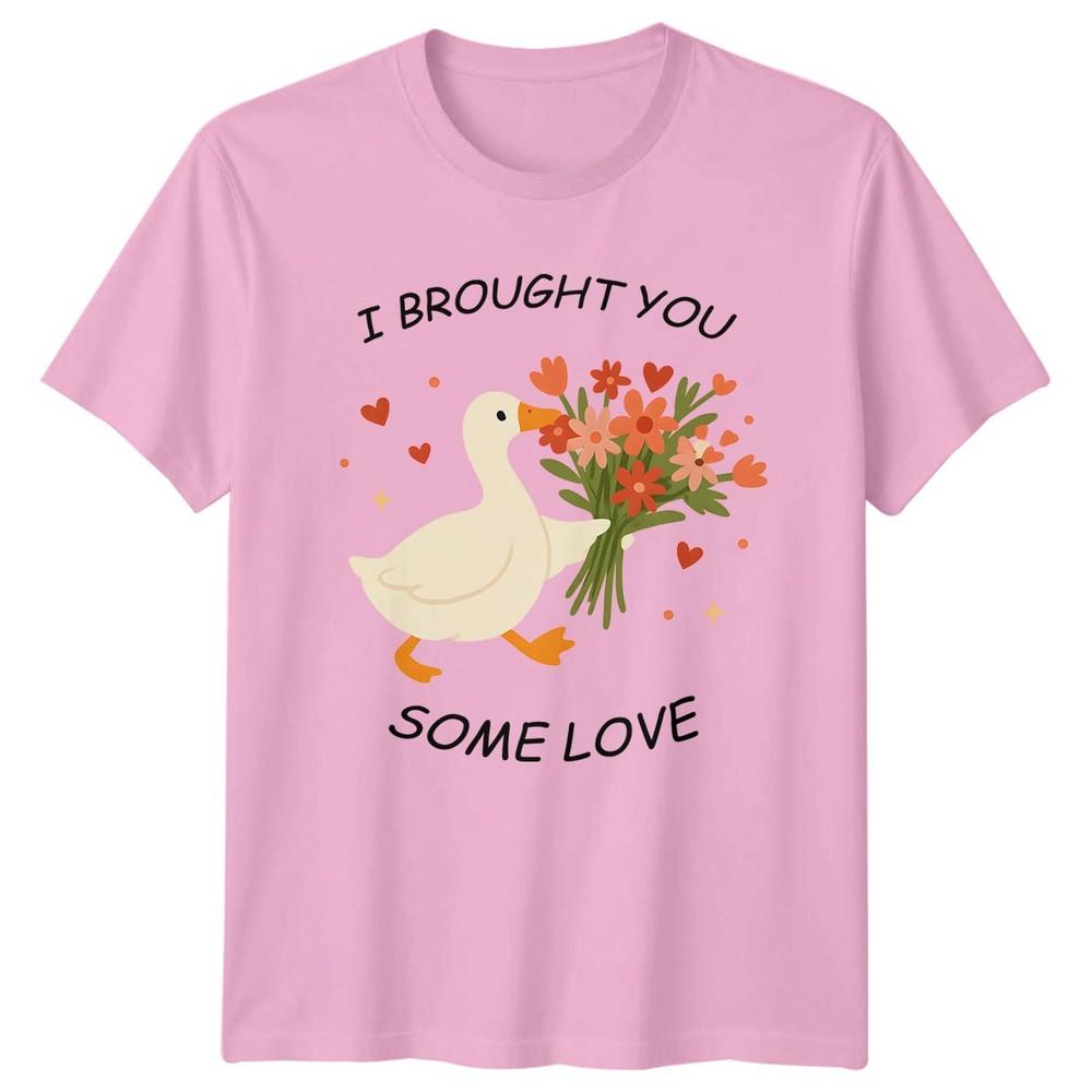 I Brought You Some Love TShirt Goose Flowers Animals Novelty