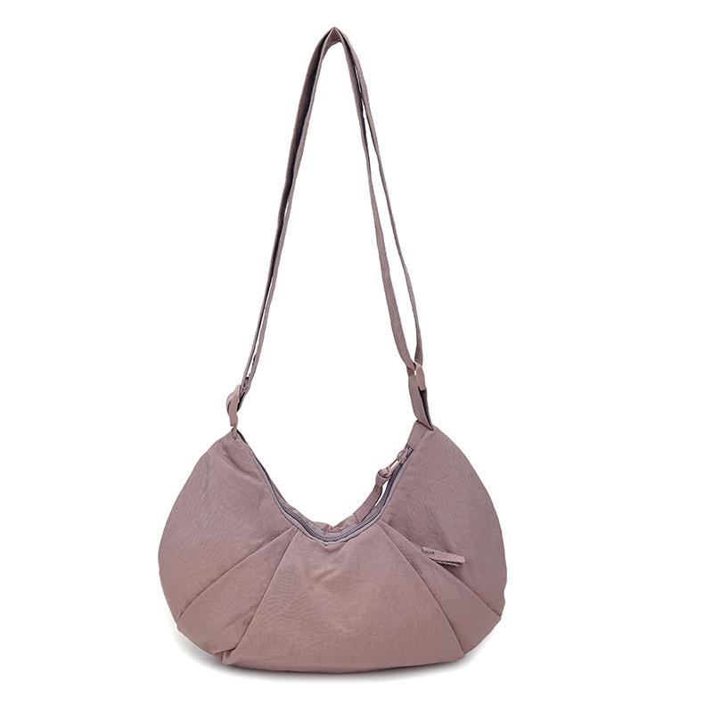 Borsa a tracolla casual in nylon da donna con chiusura a cerniera e tasca per telefono