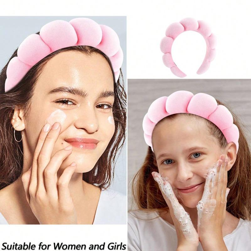 1 Gesichtsband/2 Waschgesichts-Armbänder Make-up Hautpflege Flauschiges rosa Samtband Mädchen Haaraccessoires Set Spa Hautpflege Werkzeuge
