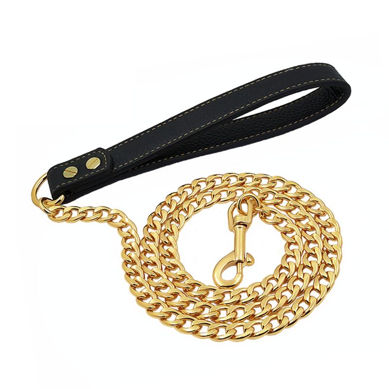 Gold Dog Leash Stainless Steel Pet Weld Chain For Small Medium Large Strong Metal Dog Lead Chain A