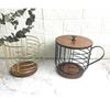Large Capacity Coffee Pod Holder Anti-Slip Design Mug Shape Coffee Capsule Storage Basket Solid Wood Base Wire Basket