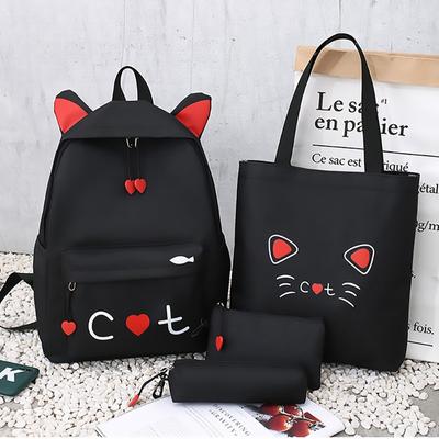 Conjunto de mochilas escolares para meninas adolescentes, 4 peças, estampa fofa, mochila escolar de alta qualidade, bolsas de ombro femininas