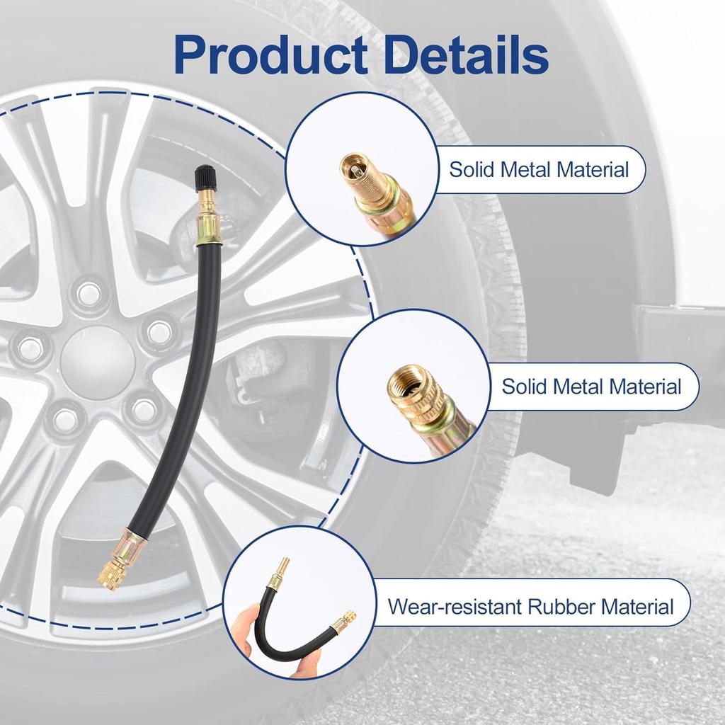 2Pcs Tire Rubber Valve Extension Tube Extender, Valve Stem Extender Tire Inflation Extension Hose Tire Valve Extension Tool For Car Tire Motorcycle