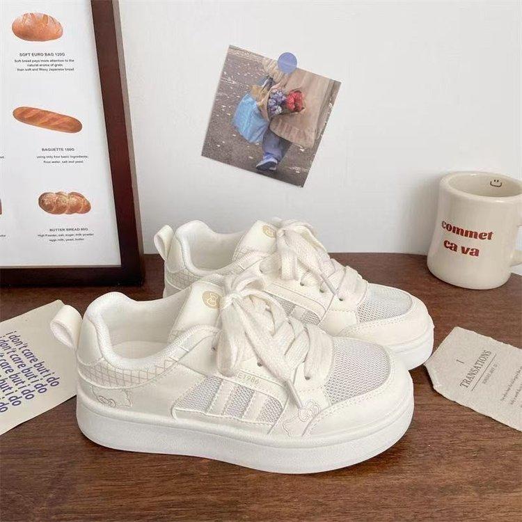 Dopamine transparent net little white shoes platform 2025 summer new chic niche design versatile sports student board shoes