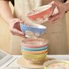 1pc 5 Inch Japanese Style Cartoon Cat Ceramic Bowl Home Cute Children's Dinnerware Kitchen Small Tableware