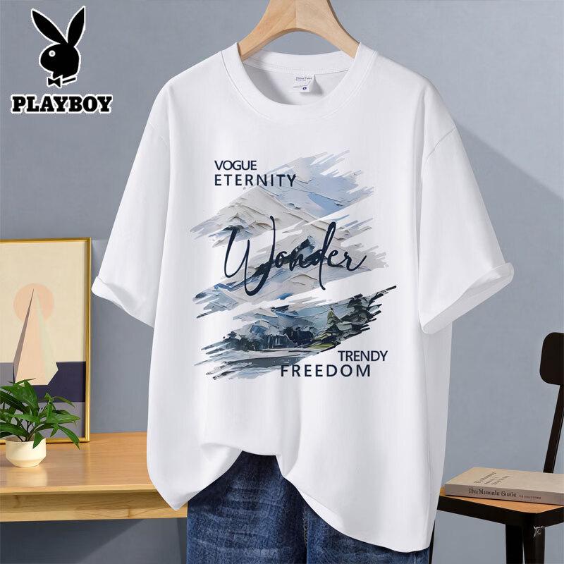 PLAYBOY Men s Heavyweight Loose Fit Cotton T-Shirt 2XL