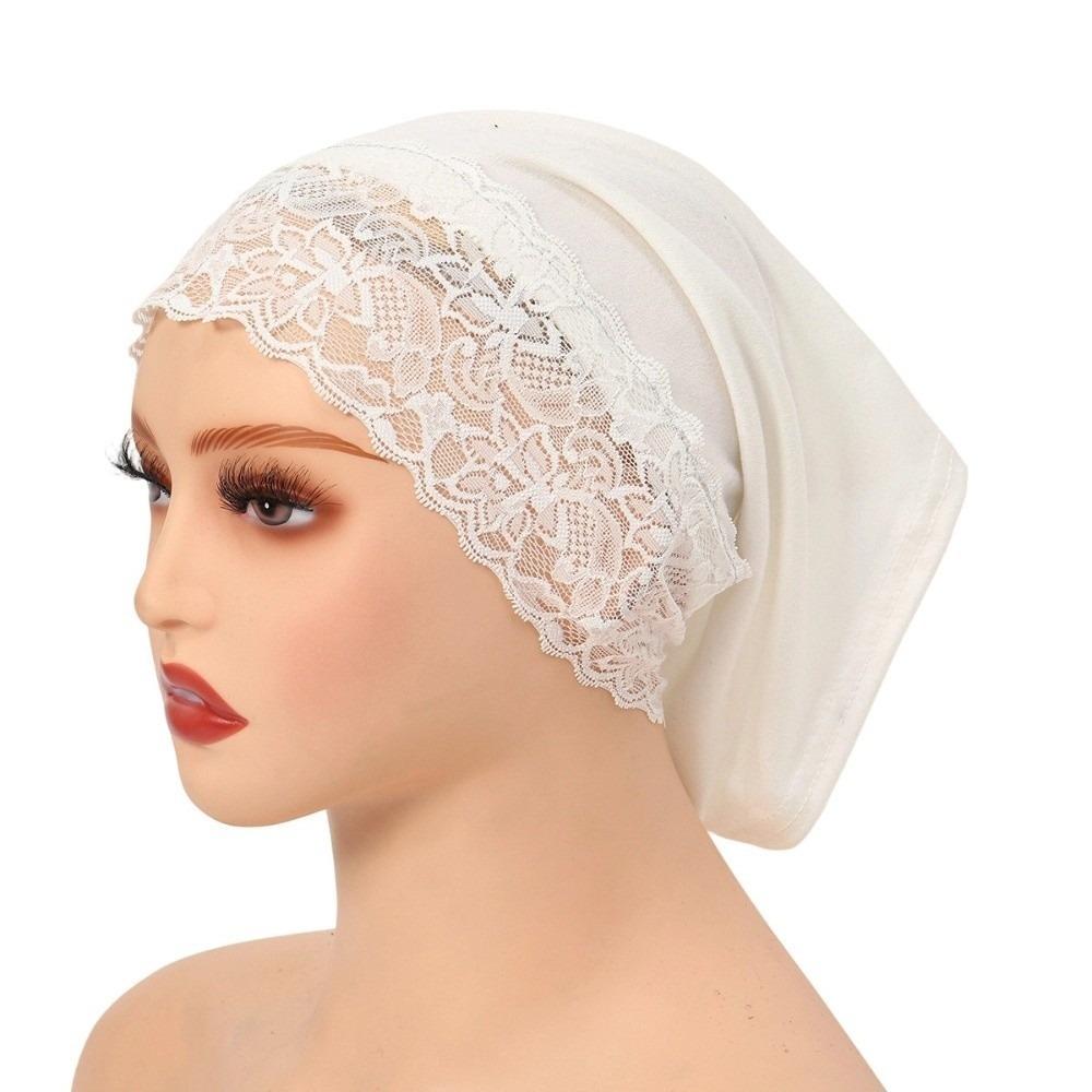 Solid Color Hijab Cap Elegant Undercap Comfortable Fit Pullover Hat  Women Headwear