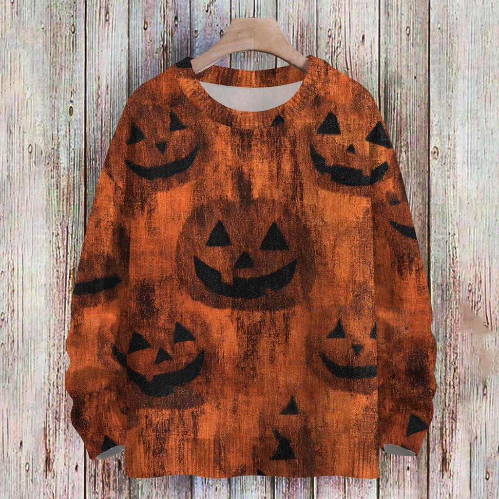 Ladies' Fashionable Casual Long Sleeved Christmas Printed Round Neck Knitted Yarn