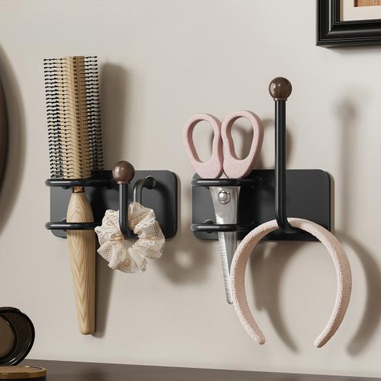 Držák na gumičky do vlasů, hřebenový držák, litinový, nerezavějící, vodotěsný, vertikální design, stojan pro uložení hřebenů a gumiček do vlasů, vlasové doplňky