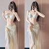 Thailand Ginger Yellow Niche Split Flower Bikini Island Vacation Slimming Hot Three-piece Swimsuit Women