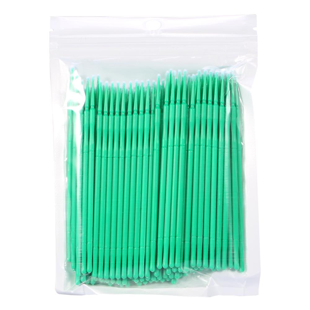 

4 Colors 100PCS/Bag Women Micro Disposable Extension Mascara Brush Eyelash Glue Cleaning Stick Green