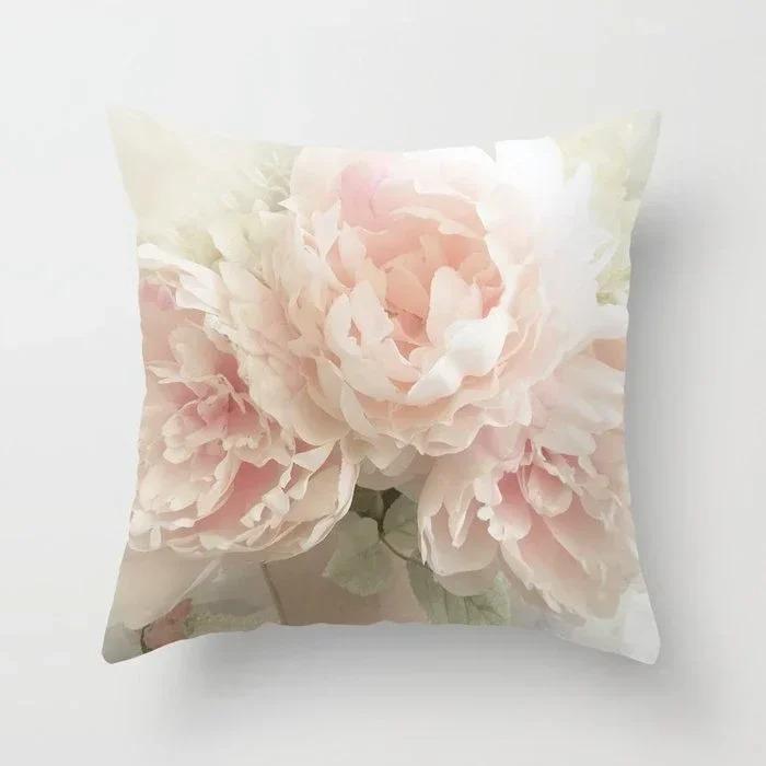 Home Decor Pink Roses and Love Pattern Pillow Cover Pattern Cushion Cover Suitable for Sofa Bedroom Car Pillow Cover