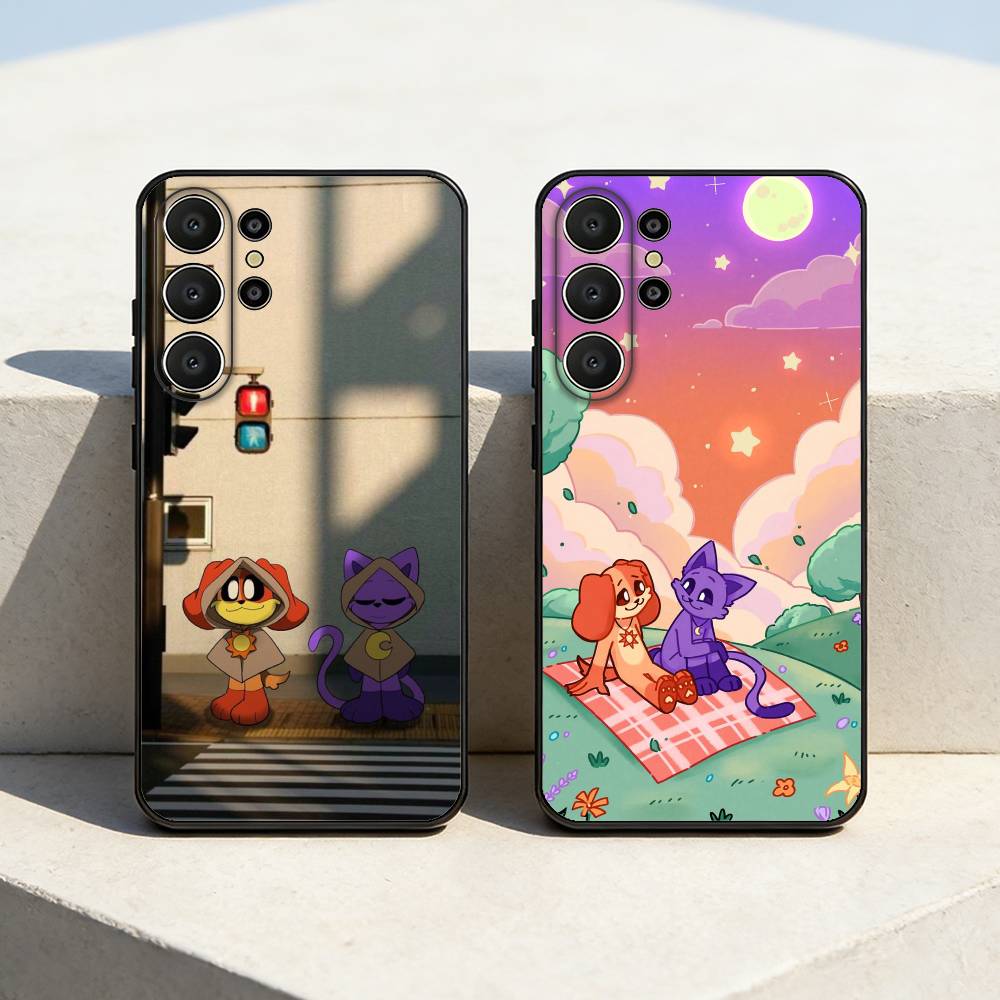 Cute C-Catnap and D-Dogday Phone Case For Samsung S26,S25,S24,S21,S22,S23,S30,Ultra,S20,FE,Lite,10,9,Black Cover