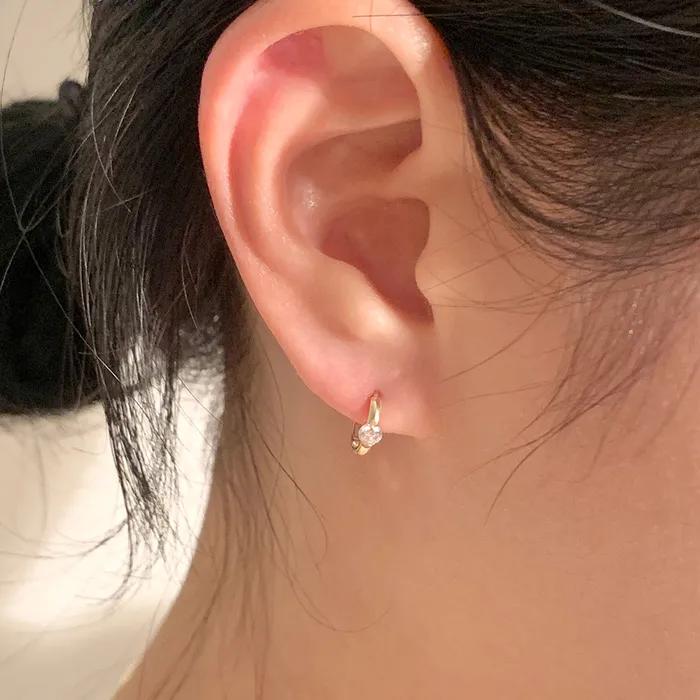 14K 18K Daily Cubic One-Touch Earrings