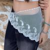 Layered Design Korean Lace Apron White Belted Overlap Scarf Niche Lace Triangle Belt  Photography