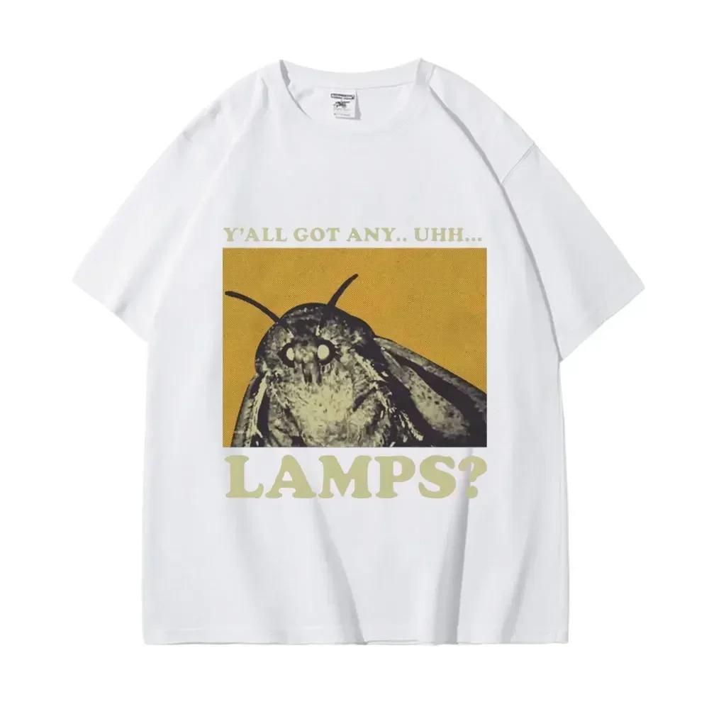 

Men s Short Sleeve Round Neck T-Shirt Y2K Funny Moth Print Yall Got Any Lamps Meme Casual Streetwear Top Tees Mens Daily Wear 4XL