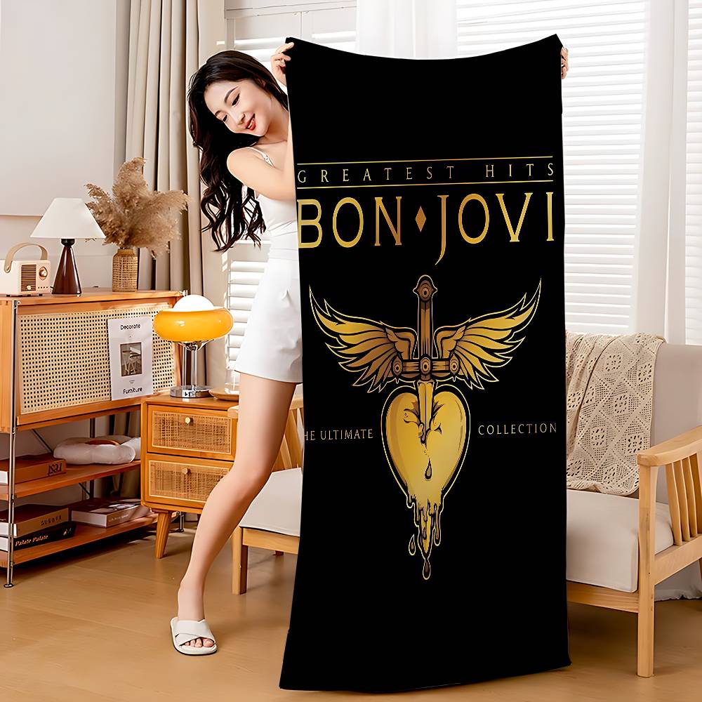 Hot Rock Band B-Bon Jovies Microfiber Blanket Quick Drying Beach Towels Oversized Printing Super Absorbent Pool Towel Blanket W40*H60(CM)