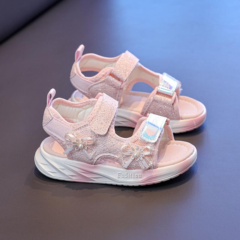 Girls Sandals Summer New Children's Shiny Princess Shoes Women's Treasure Beach Shoes Summer Sports Big Tide