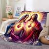 6 Størrelser Barmhjertig Jesus Kristus Gud Flanell Kunstteppe Kast Sofa Seng Dekke Fire Sesonger Mykt Luftig Dyneteppe Flanellkast