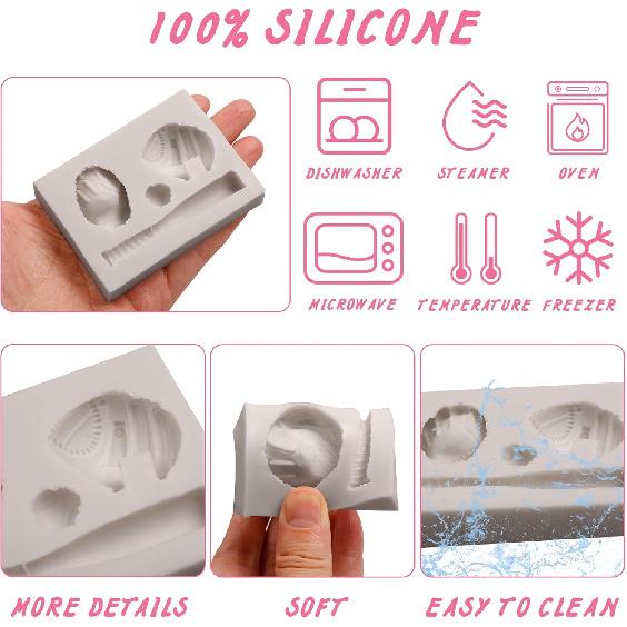 3D Baseball Fondant Molds Sports Ball Silicone Molds Sports Theme Baking Tools for Cake Decoration Chocolate Candy Baking Polymer Clay Cupcake Topper