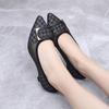 Summer women's single shoes spring and autumn hollow mesh middle heel breathable women's shoes medium high heel with skirt sandals