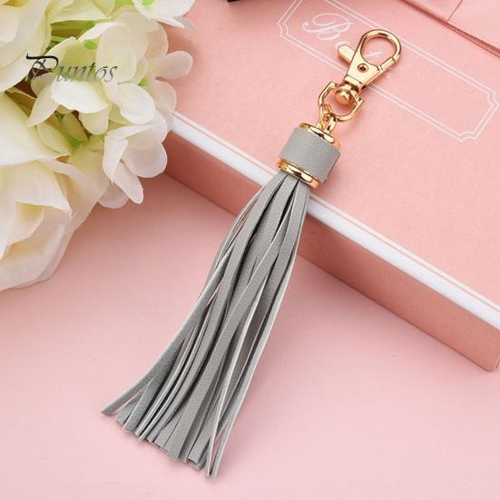 Dusk nøkkelring anheng imitert skinn ensfarget hummer klips frynser rustfri lett bærbar DIY nøkkelring skolesekk dekorasjonsanheng