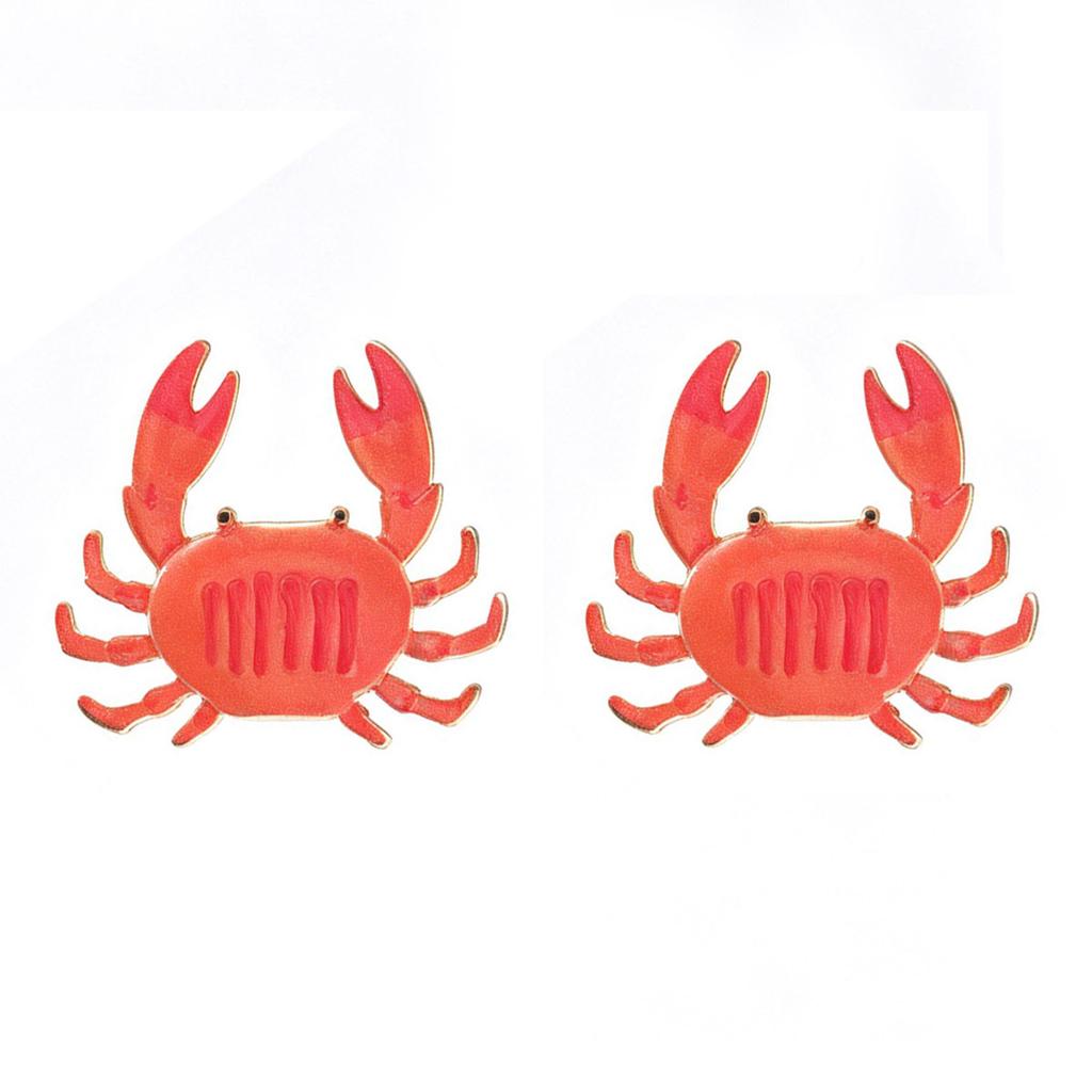 ZA Summer Vacation Atmosphere Alloy Dripping Oil Crab Stud Earrings Travel Vitality Versatile Ocean Style Woman
