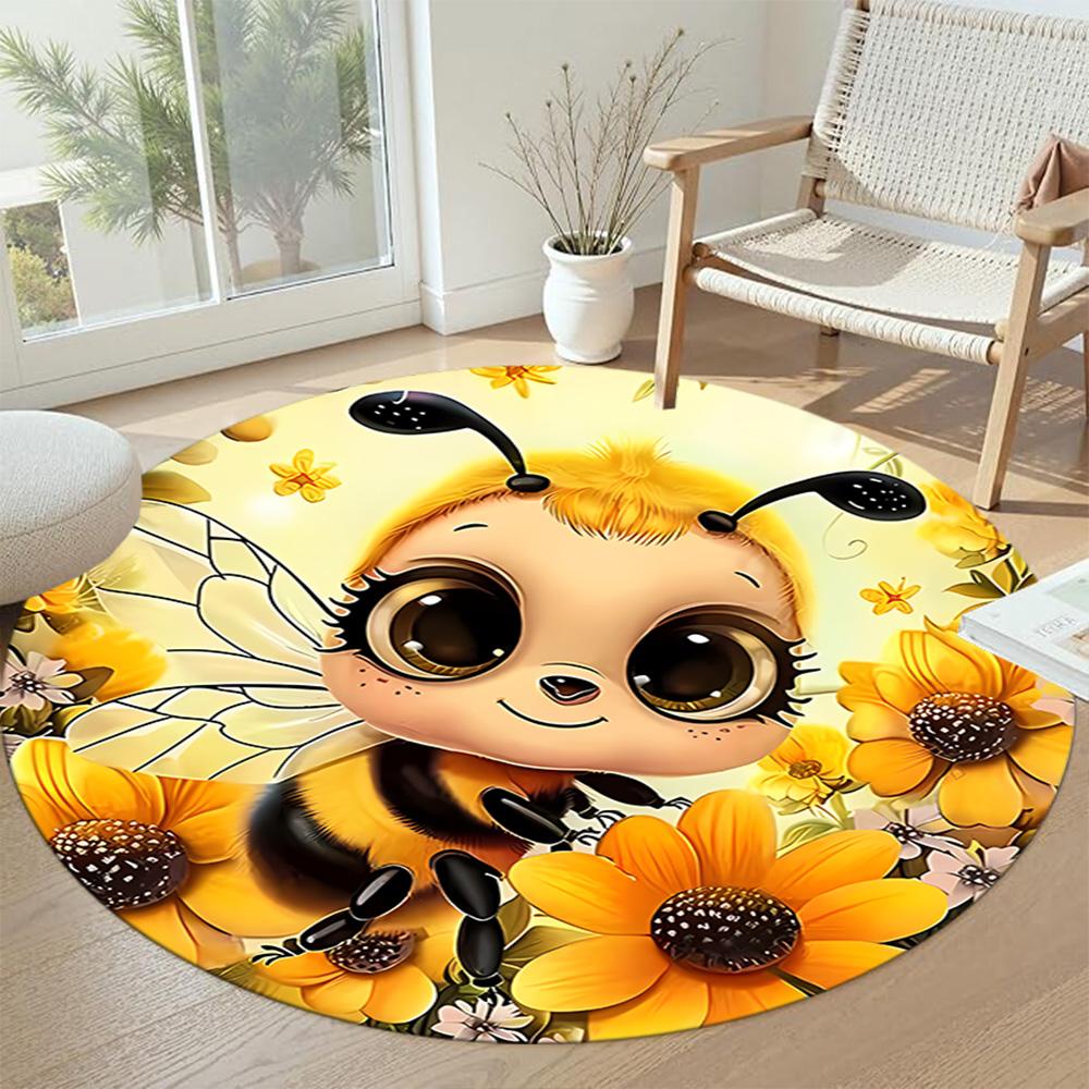Bee Round Carpet Suitable for Dormitory Study room Balcony Game Room Anti-slip Round Rug Office home decor Wedding Party Gift