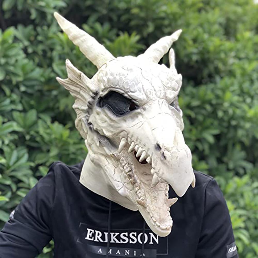 Maschera a Cappuccio Simulazione Osso di Drago Maschera a Cappuccio Dinosauro Lattice Bocca Animale Maschera Mobile Festa di Halloween