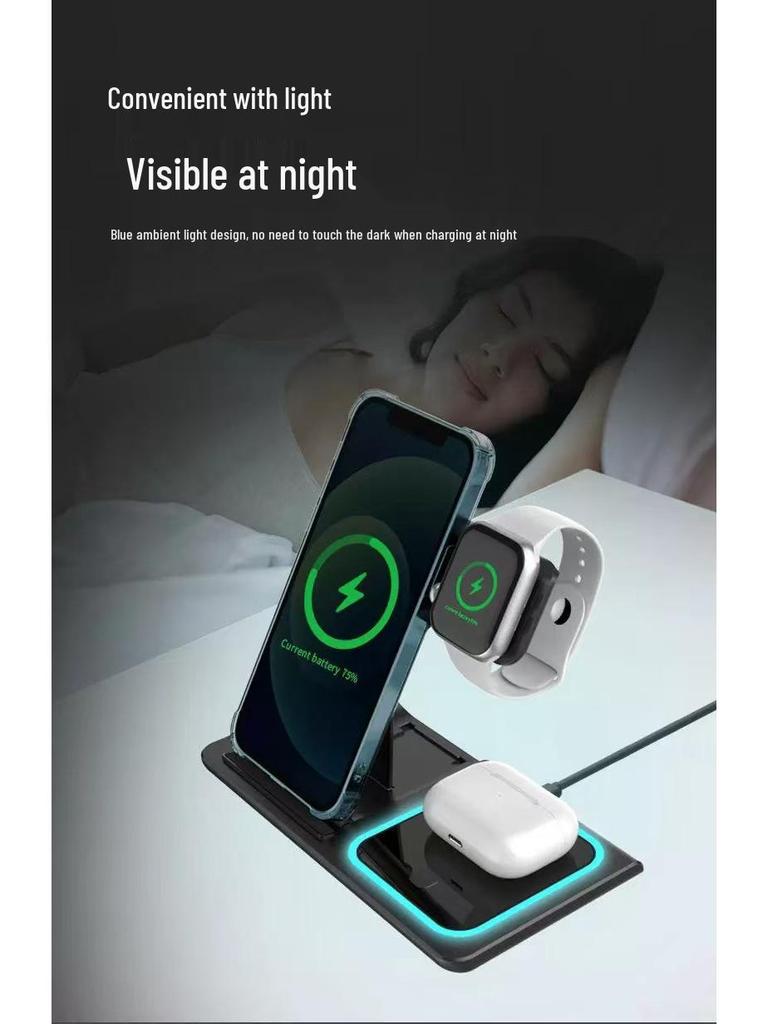 3-in-1 15W Wireless Charger: Fast Charge for Apple Phones, Watches, & Earbuds
