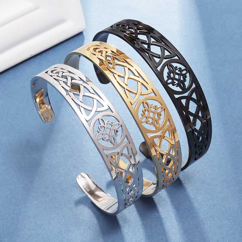 Amuletos de Bruxaria Pulseiras de Nó de Bruxa Pulseira Aberta com Nó Celta Vintage para Mulheres Joias Wicca Presente