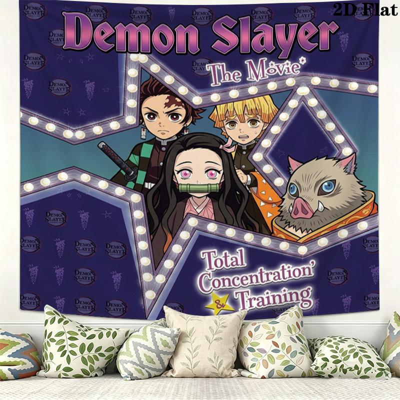 Demon Slayer Kimetsu No Yaiba Wall Tapestry Aesthetic Wall Hanging Printed Fabric Blanket Decorative Tapestries for Bedroom Living Room Home Decor