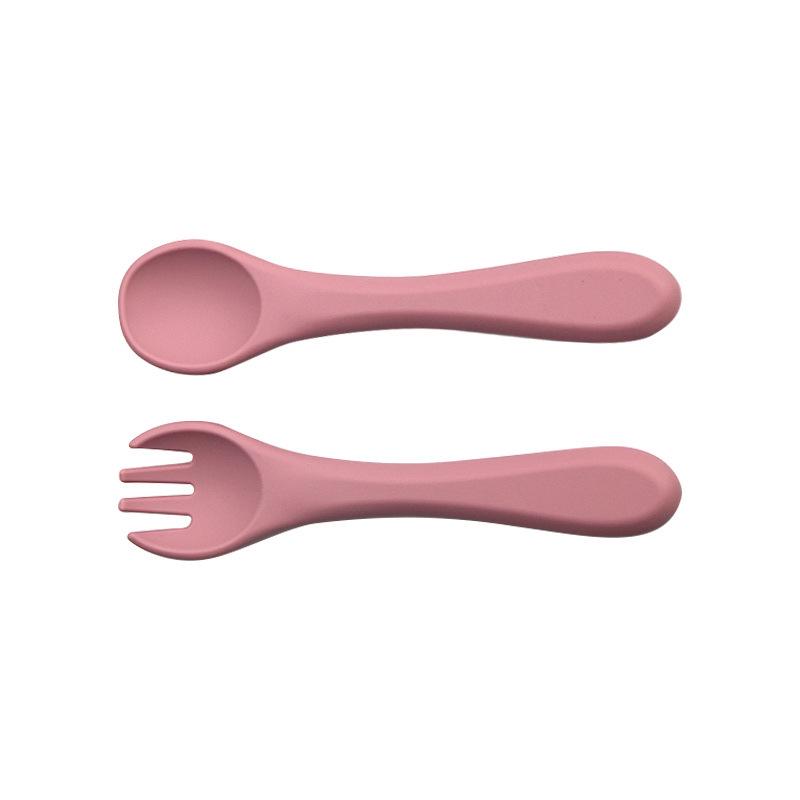 Multi-Color Silicone Baby Fork & Spoon Set - Teething-Friendly Training Cutlery