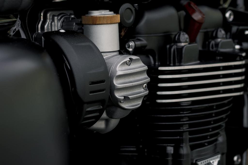 Motone MMU056 Bonneville T120 Throttle Body Cover Saxton/R/RS Bobber Aluminum Die Cast Rib Blast