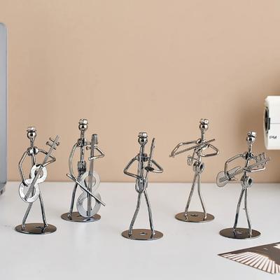 Ceas muzical metalic retro abstract, decor modern pentru casă, model de oameni din fier, birou și ceas de masă, accesorii simple de înregistrare a timpului, cadou