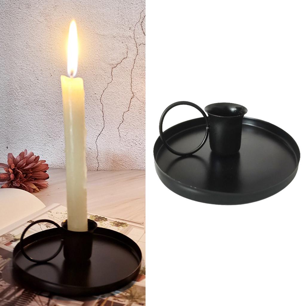 

Iron Candle Holder for Taper Candles, Functional Design with Handle